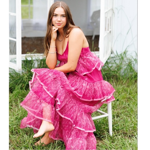 NWT Anthropologie Let Me Be Sleeveless Sheer Tiered Midi Dress Sz S - Picture 5 of 16